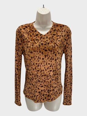 Vintage ii Sisters Leopard Print Fuzzy Sweater Top Y2K Indie Sleaze Grunge Knit
